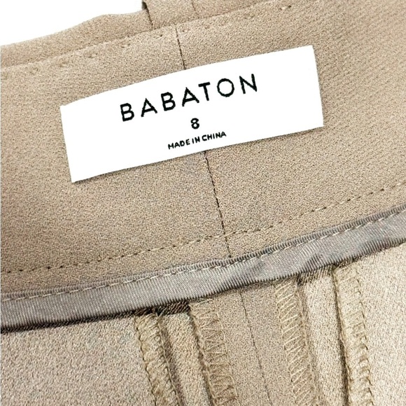 👖🏢 BABATON Pleated 2.5″ Mirror Crepe High-Rise Shorts | Women’s 8 Taupe Tailored - Picture 4 of 4